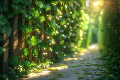 Renforcez le charme de votre jardin avec une haie de lierre sur grillage